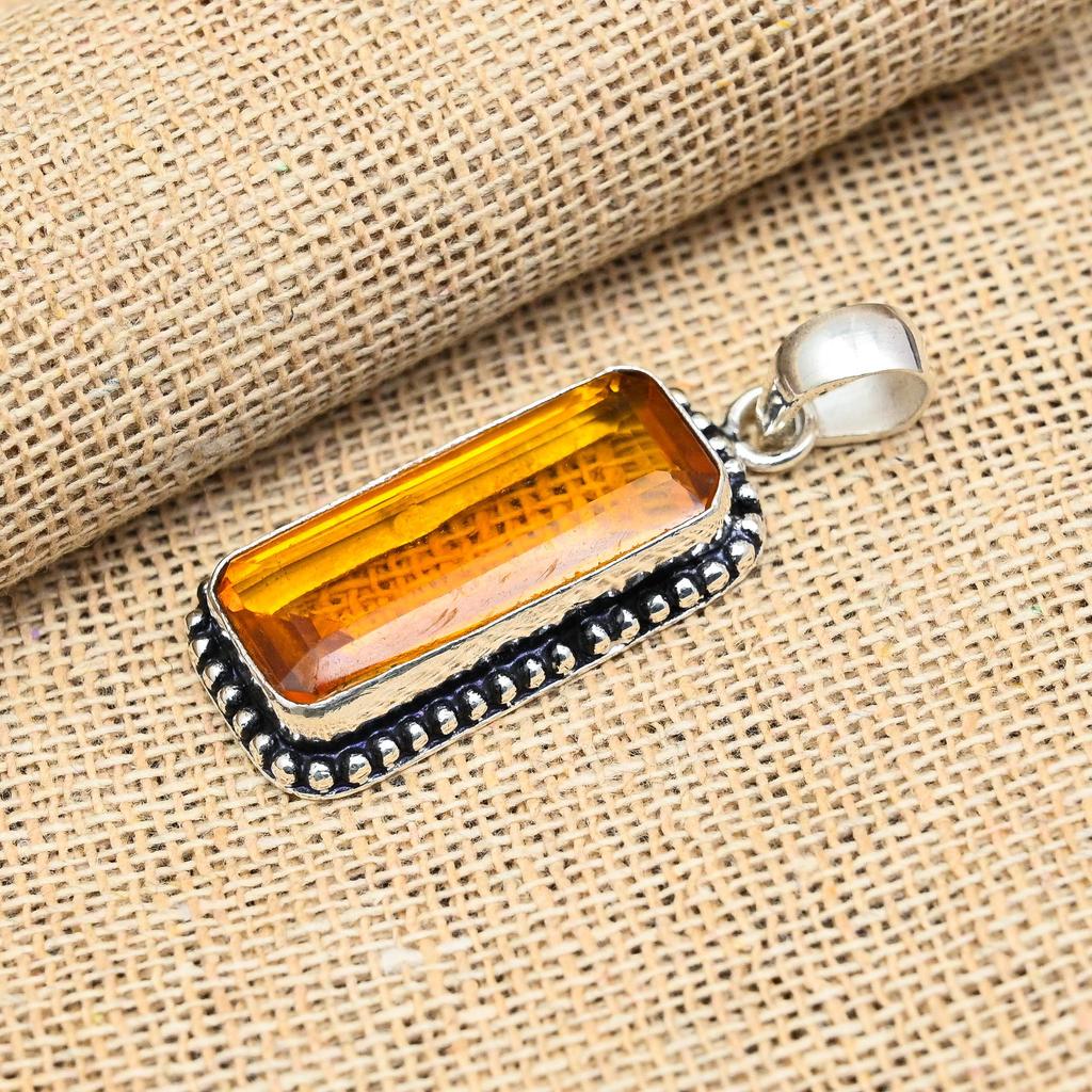 Honigtopas-Edelstein, handgefertigter Schmuckanhänger aus 925er Sterlingsilber für Frauen