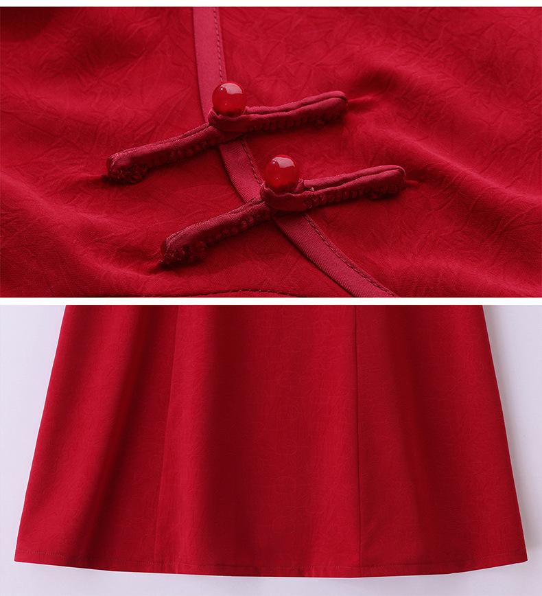 2025 Summer Women's Chinese Style Dress with Stand-up Collar and Tassel Appliqué - Style LX283