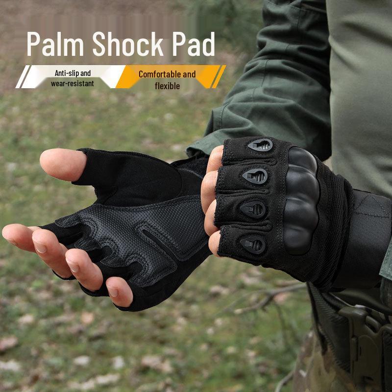 Half-Finger Tactical Gloves: Hard Shell Protection, Wear-Resistant, Non-Slip Combat Gloves for Outdoor and Shooting Sports.
