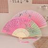 Vintage Printed Silk Folding Hand Fan Tassel Chinese Bamboo Fans Women Dance Performance Props Home Decoration Ornaments