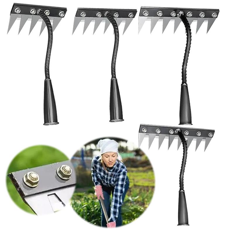 5/6/7/8 Tooth Carbon Steel Garden Weeding Rake Multifunctional Weeding Nail Rake five teeth