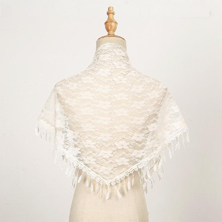 Stylish Lace Triangular Headscarf Hollowout Fringed Shawl With Flower Pattern Great For Fashion Enthusiasts Women Favor