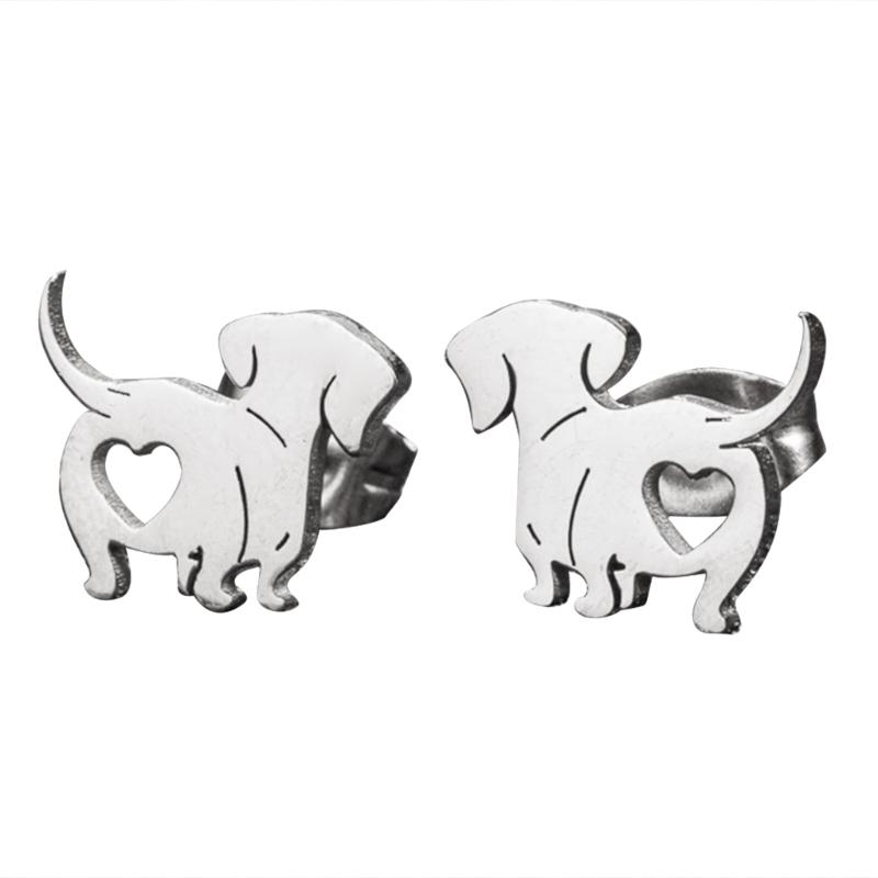 

1Pair Dachshund Dog Earrings Lovely Pet Animal Ear Studs for Women Girls Fashion Piercing Ear Jewelry Set Cute Daily Gift срібний