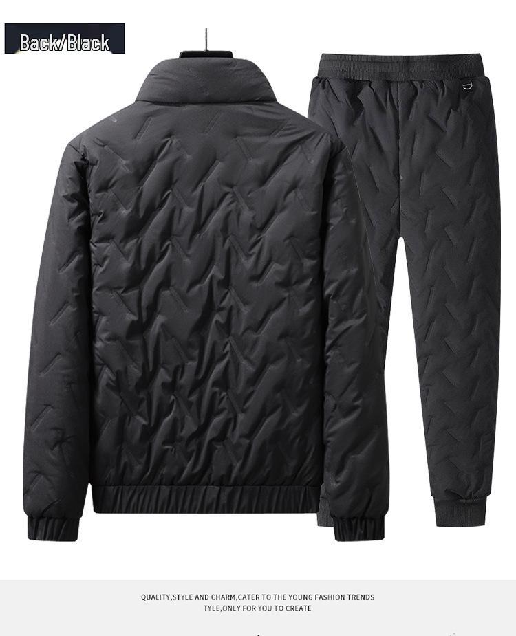 Woodpecker Men's Thickened Lamb Wool Suit: Autumn/Winter Plus Velvet Warm Jacket & Casual Long Pants