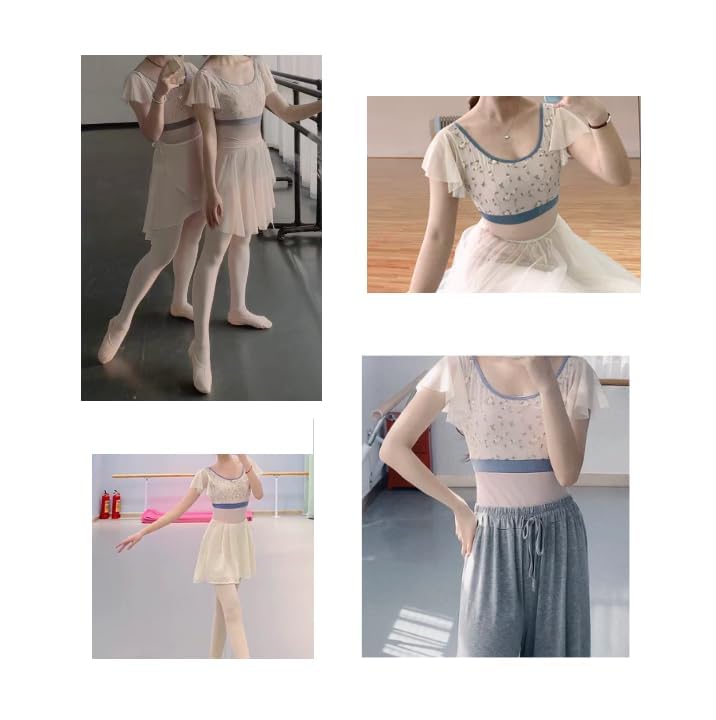 ProDance Pink Embroidered Ballet Leotard with Ruffled PLHA013M Sleeves, (M)