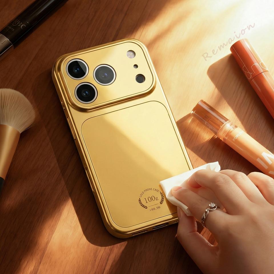 Tempered Glass Magnetic Gold Phone Case For For Iphone 17 Air 11 12 13 14 1 16 Pro Max Big Window Protector Cover