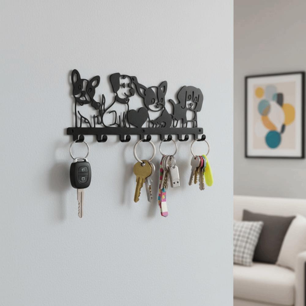 Iron Cartoon Dog Coat Hook Nordic Key Holder Durable Clothes Storage Rack Entryway