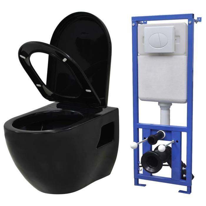 VidaXL Toilette suspendue au mur avec réservoir caché Céramique Noir