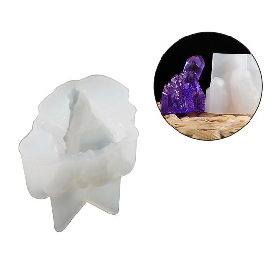 Moule en Silicone Réutilisable Forme Irrégulière Antiadhésif Texture Claire Résistant à la Chaleur Bricolage Qualité Alimentaire Forme de Grappe de Cristal Artificiel Pierre