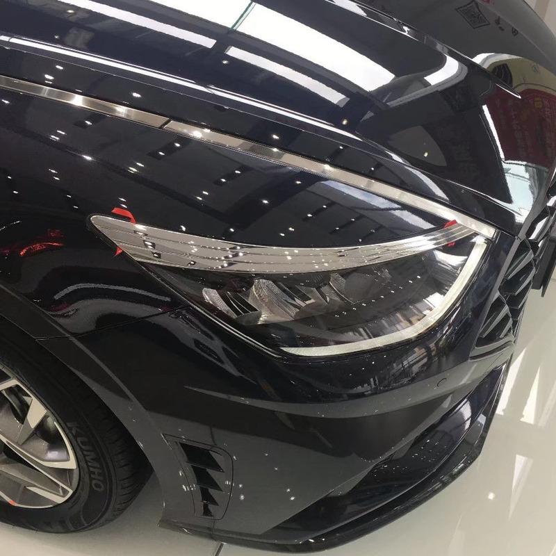 For Hyundai Sonata DN8 10Th Styling Body Head Front Eyebrow Trim Light Lamp Stick Frame Cover Parts Detector