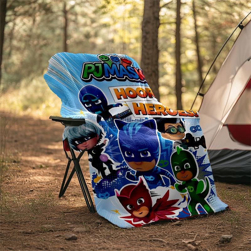 1pc PJ Marks1 Theme Blanket - Digital Print, Polyester, Cozy for All Seasons, Perfect for Outdoor, Camping, and Travel