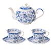 Squisito Set di Tazza da Caffè e Sottotazza in Ceramica Blu e Bianca Retrò