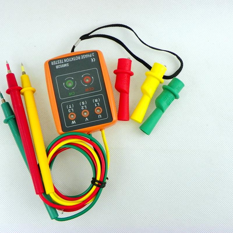 Protable Phase Indicator Sequence Tester 3 Phase Rotation Tester 60V~600VAC LED Digital Electricity Detector Meter Buzzer Limit