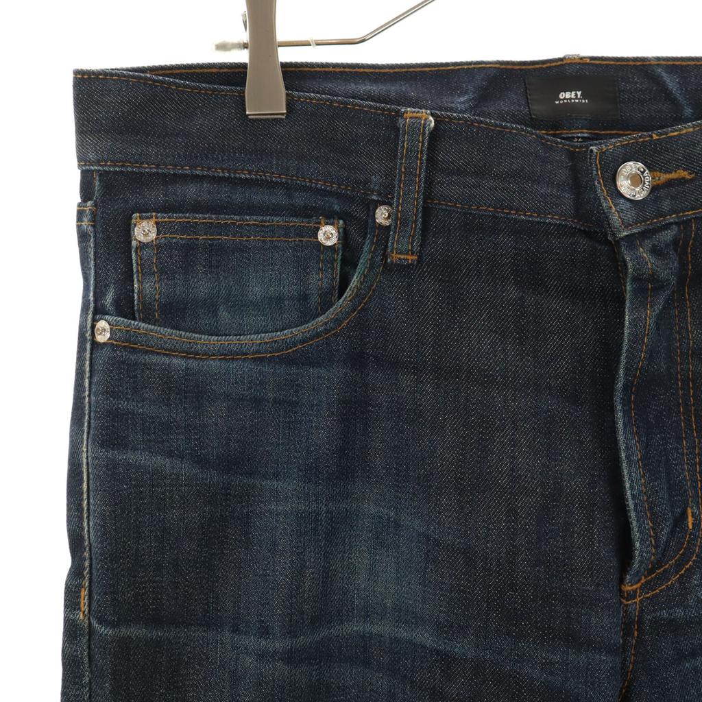 Obey Straight Denim Pants W32 Navy Jeans Men's Used