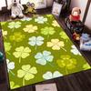 Four-Leaf Clover Printed Carpet, Green Luck Theme Decorative Rug Suitable for Use As an Anti-slip for Living Room Bedroom Sofas