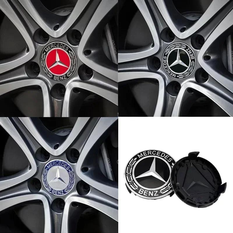 4PCS 75mm Car Wheel Center Hub Caps Cover For Mercedes Benz B/C/E/S Class A Class C200L GLC GLK CLA Accessories STUVW1
