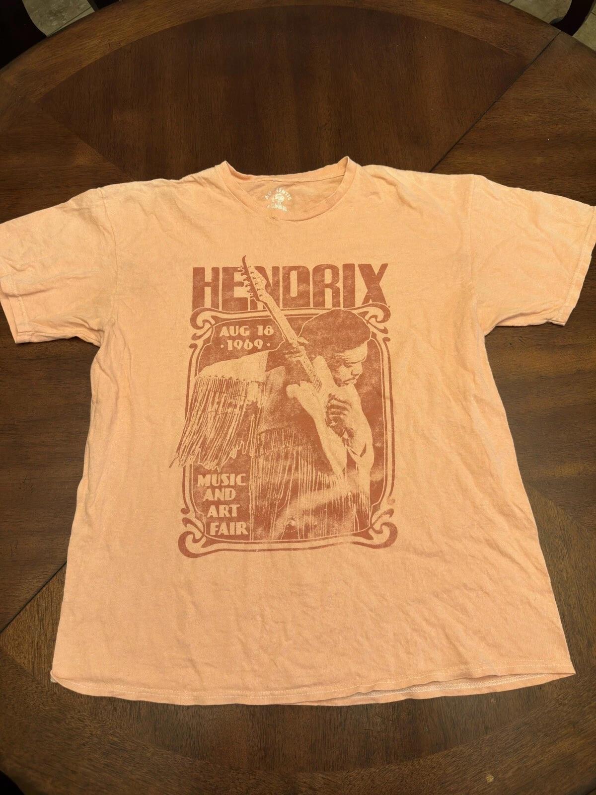 

Jimi Hendrix Experience Short Sleeve T shirt Size L Band Tee Pink Rock N Roll 2XL