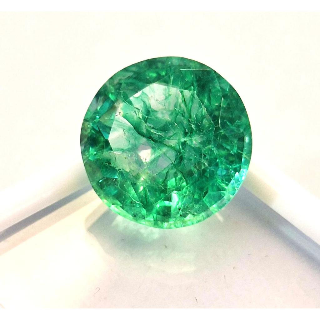8-10 Ct Natural Green Emerald Colombian Round Cut Fabulous Certified Gemstone