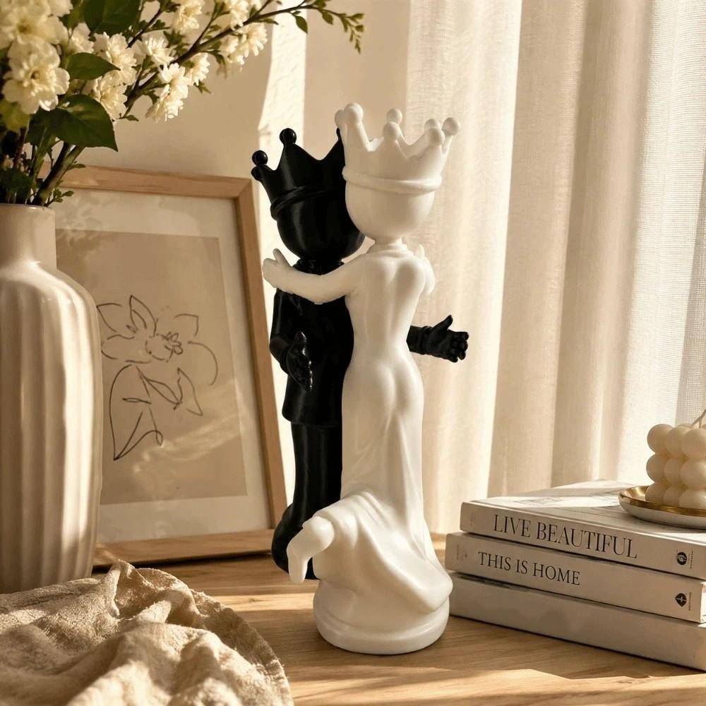 2pcs Sculpture Chess Couple Statues 3D Printed Queen King Statue Persons Figurine Office