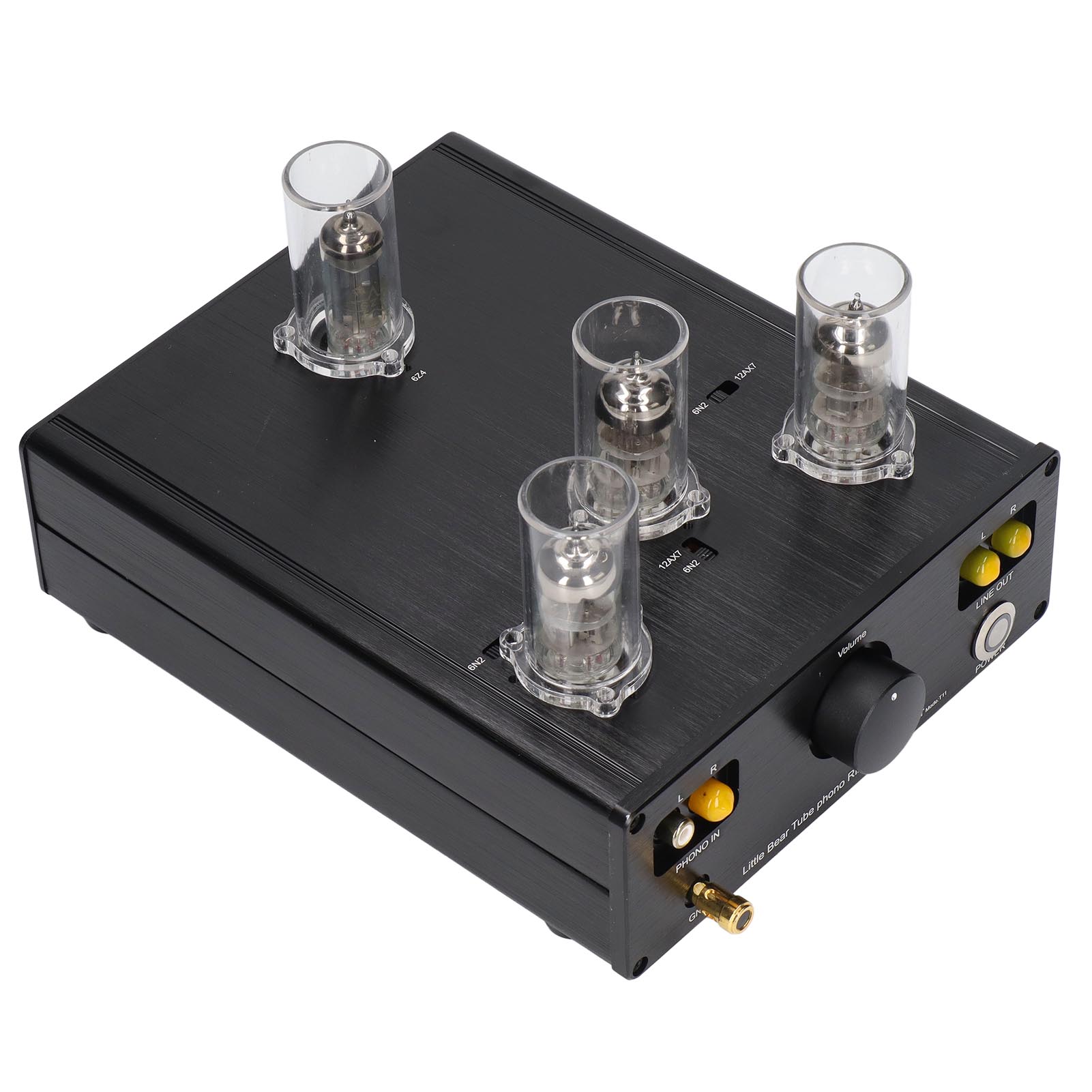 

Vacuum Tube Preamplifier Aluminum Alloy Case Anti Interference Phono Preamp for Record Player US Plug 110V