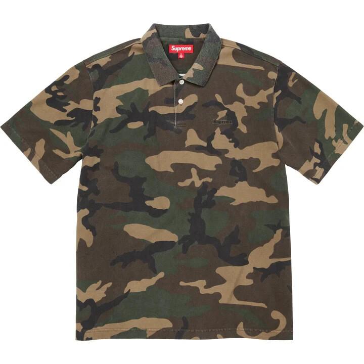 Supreme Washed Camo Polo Woodland Camo L
