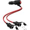 12V 24V Zigarettenanzünderverteiler, 1 auf 2 Auto-Zigarettenanzünderkabel, Doppelsteckdose mit Ein-/Ausschalter, 18AWG 15A Stromverlängerungskabel für Auto