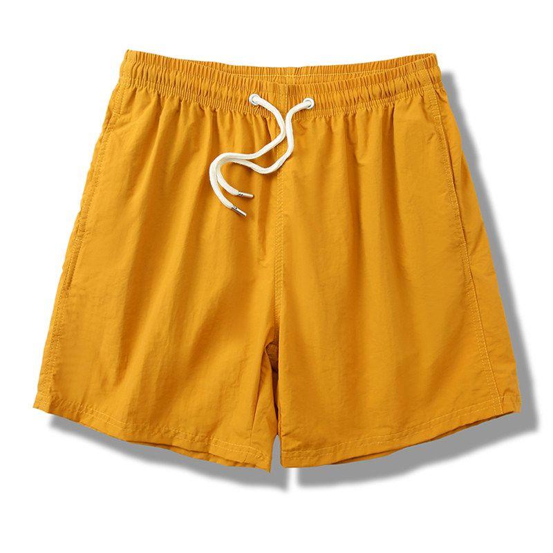 Summer Running Workout Quick-Drying Shorts Beach Outdoor Turmeric L