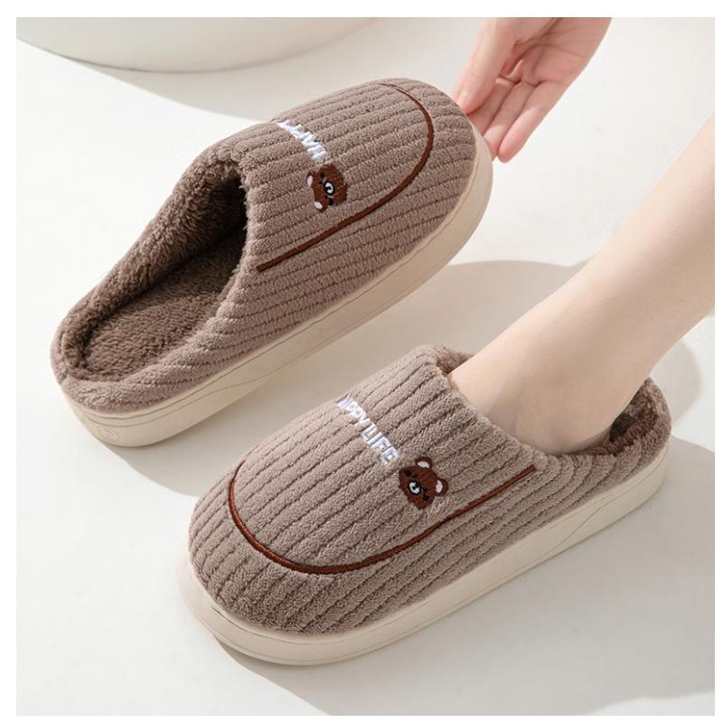 Winter cotton slippers women's thick bottom indoor home warm and comfortable velvet home indoor non-slip couple slippers men