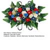 Kunstig Mors Dag Blomst til Kirkegård UV-bestandig Rød Hvid Blå Patriotisk Vildblomster Buket til Veterans Dag Gravsted Gravsten Dekoration