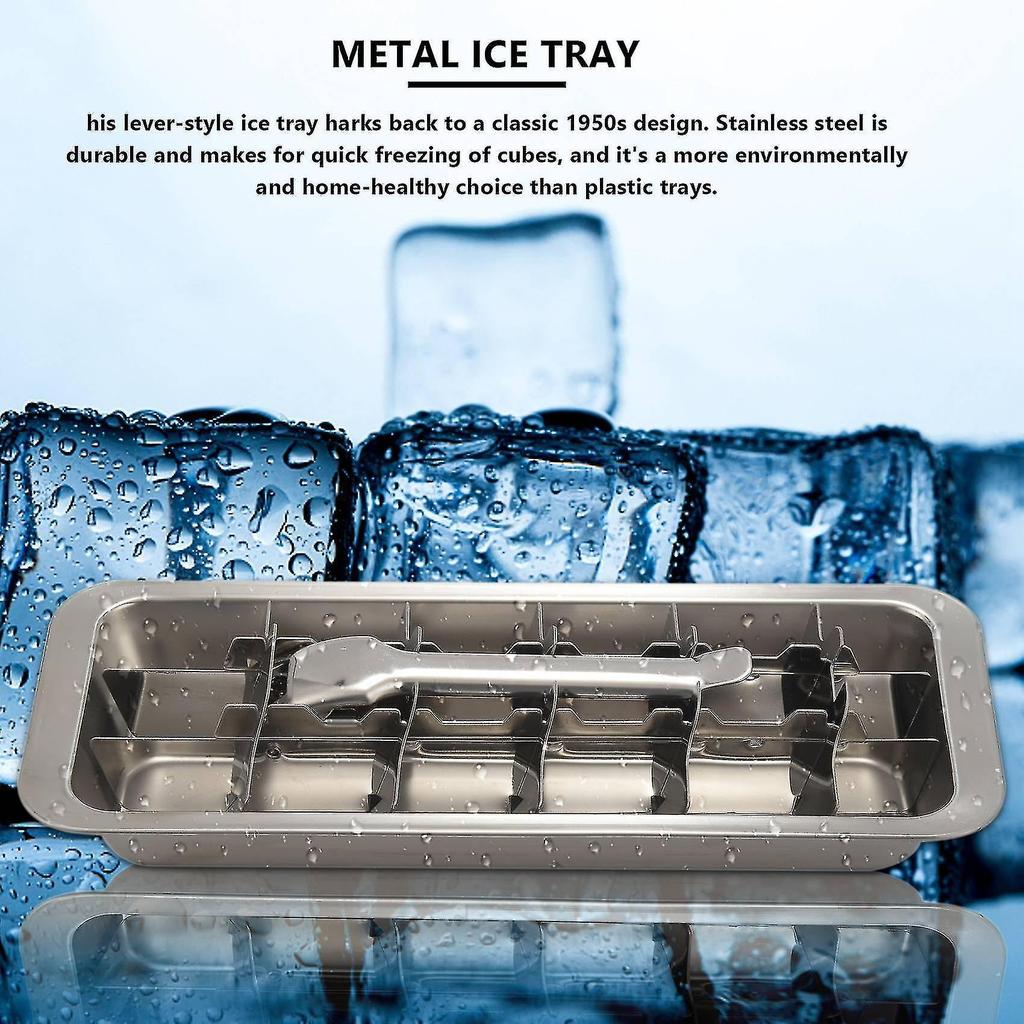 Lever-style Ice Tray, 2 In 1 Stainless Steel Ice Making Mold And Ice Cracker-hy