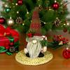 Christmas Plush Gnome Decoration Handmade Elf Dwarf Figurine with Knitted Hat Pine Branches Winter Stuffed Swedish Doll