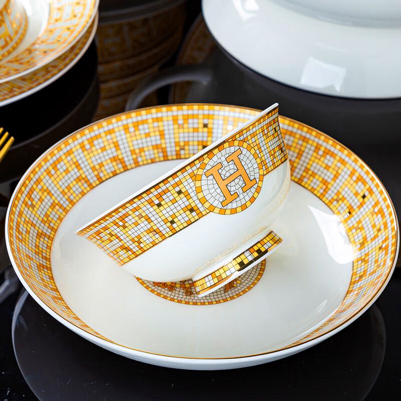 Jingdezhen Europeisk Mosaik Benporslin 70-delars Middagsset