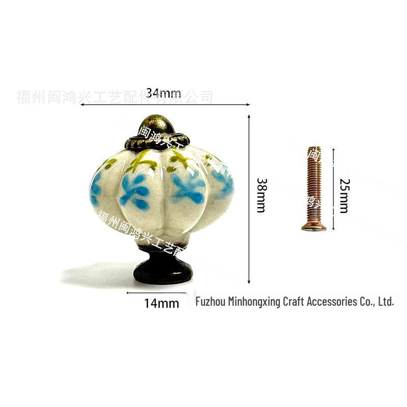 Hand-Painted Ceramic Floral Pumpkin Drawer Handle 