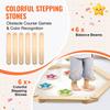 SucceBuy 6PCS Kids Balance Beam Stepping Stones Wooden Toddler Balance Boards Indoor/Outdoor Montessori Toy for Children Gifts
