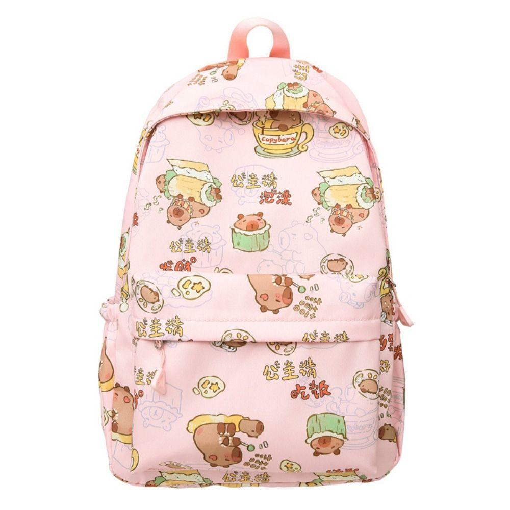 Animal Capybara Backpack Large Capacity Capybara School Bag Portable Capibara Shoulder Bag  Outdoor