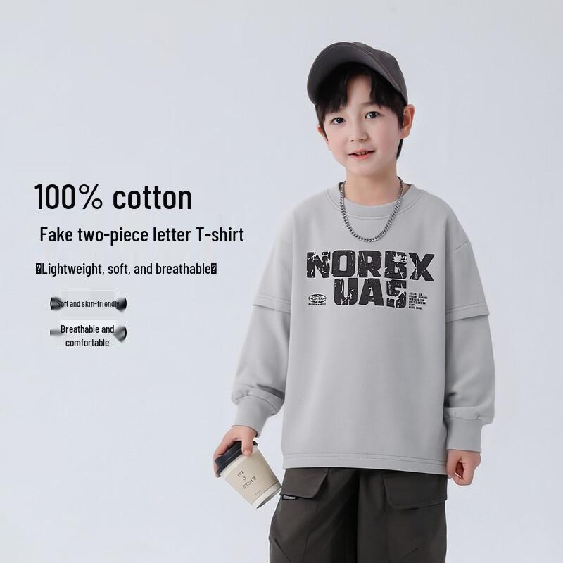 Boys 2026 Spring/Autumn Pure Cotton Long-Sleeve T-Shirt 110