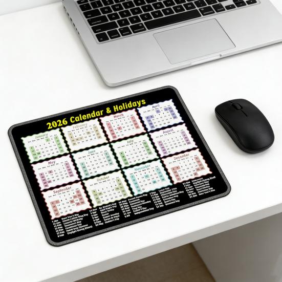 2026 Calendar Mouse Pad Rectangle Waterproof Home Office Gaming Computer Laptop Mousepad Desk Mat with Non-slip