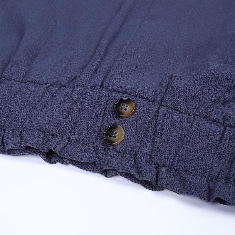 New Women's High Waist Lotus Leaf Elastic Waist, Cotton Hemp Nine Part Pants, Casual Pants