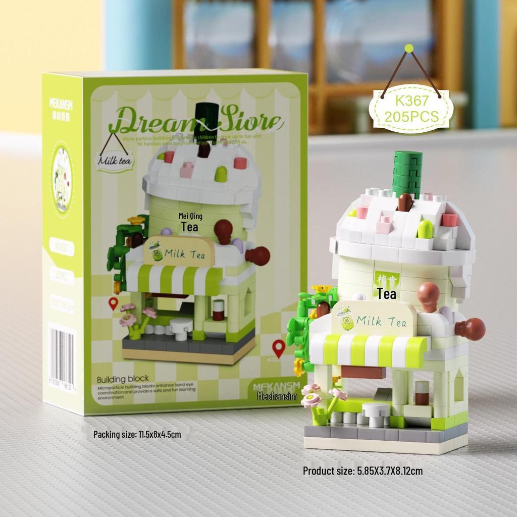 Xiaohongshu Bubble Tea Shop Building Set - Compatible with LEGO, Model Toys & Ornaments for Girls