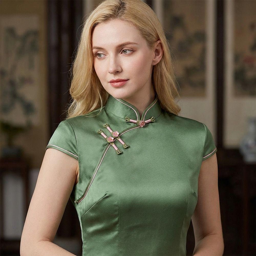 5pcs Floral Cheongsam Buttons Chinese Knot Decorative Clothes Buttons Colorful Clothing Closures Buttons