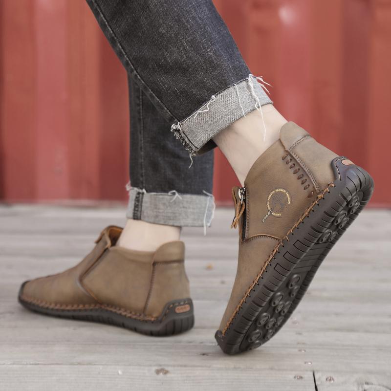 Herr Stövlar i äkta läder Mode Blixtlås Skor Läder Herr Ankelboots