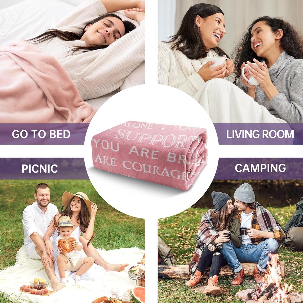 Pink Inspirational Quote Flannel Throw Blanket You Are Loved Strong Brave Encouragement Positive Gift Blanket