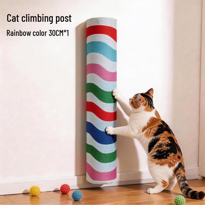 

Rainbow Cat Wall-Mounted Scratching Post & Tree: Self-Play & Entertainment Toy 30cm x 9cm