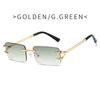 Fashion Rimless Square Double Bridge Sun Glasses Vintage Women Men Sunglasses UV400