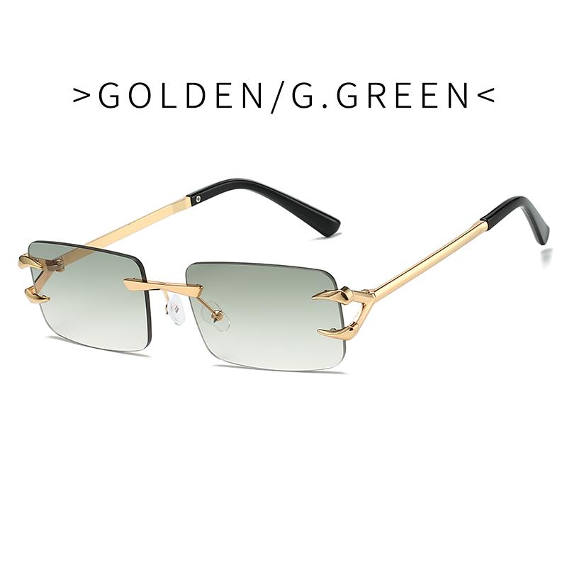 Fashion Rimless Square Double Bridge Sun Glasses Vintage Women Men Sunglasses UV400
