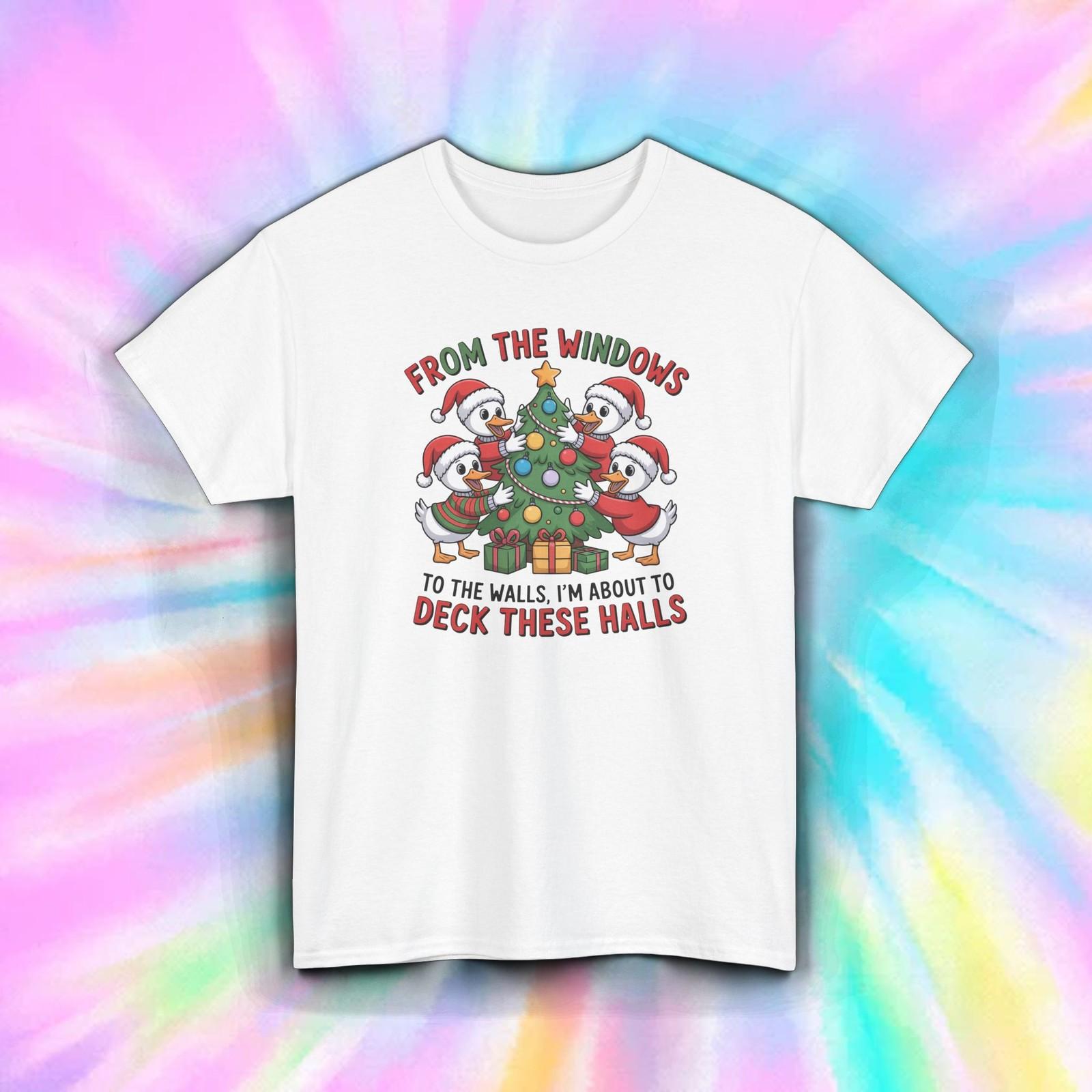 Deck These Halls Shirt | Funny Duck Christmas Tree Holiday Rap Pun Tee S–5XL L