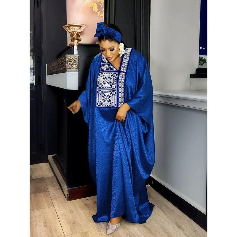 African Ethnic Style Jacquard Large Swing Robe Middle East Women's Clothing V-neck Batwing Sleeve 150.00kg Plus Size Dress Dress