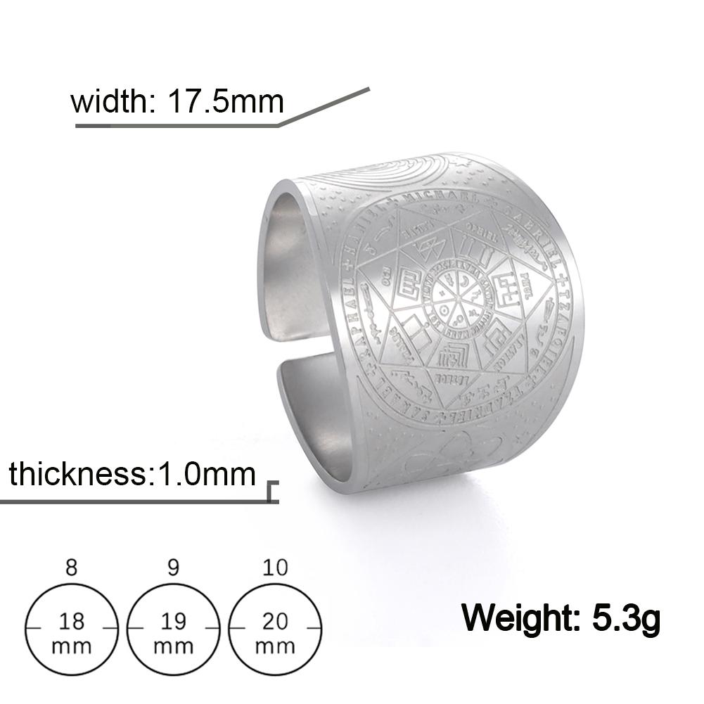 Dawapara Siegel der Sieben Erzengel Geheimnis des Universums Ring Salomos Kabbala Amulett Talisman Edelstahl Schmuck