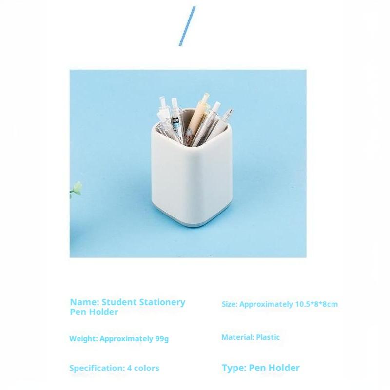 Kawaii Desktop Storage Organizer Simple Plastic Pen Holder Stationery Box for Home Office School Student Use