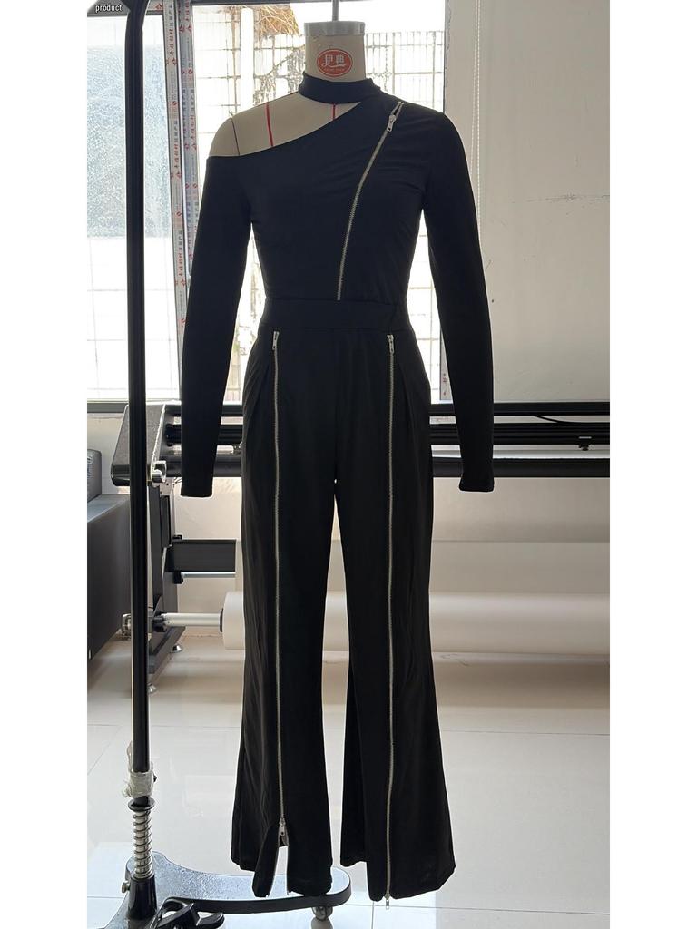 2026 European Elegant Stand Collar Waist-Cinched Slimming Long Sleeve Wide Leg Pants Set